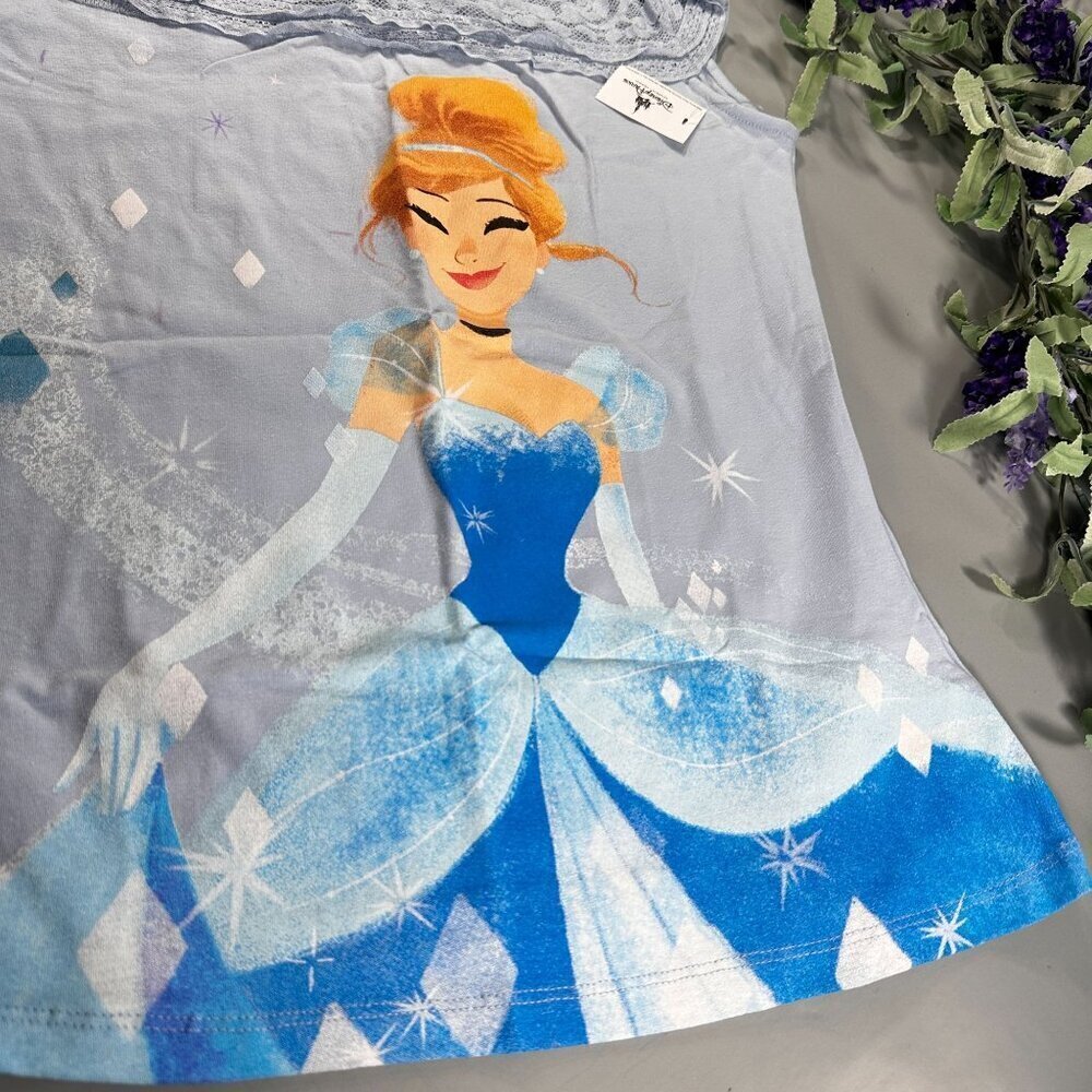Disney Parks Cinderella Blouse Women Lace Ruffle Shirt Slipper Princess Top - Picture 3 of 16